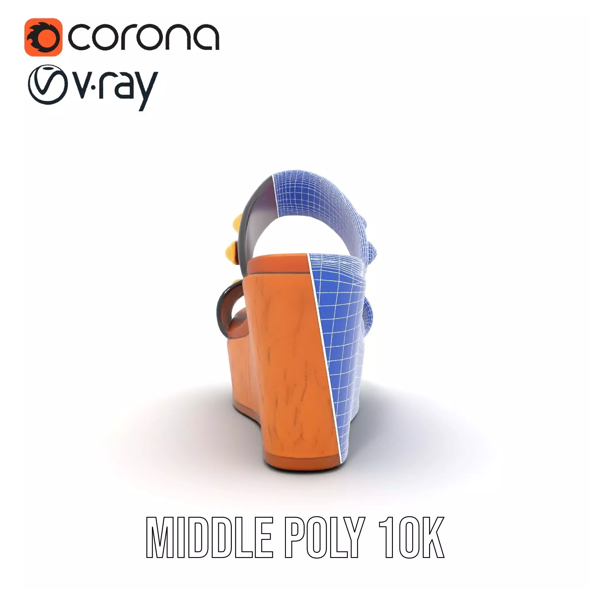 Studded Wedge Sandal model pack Low-poly 3D model_30