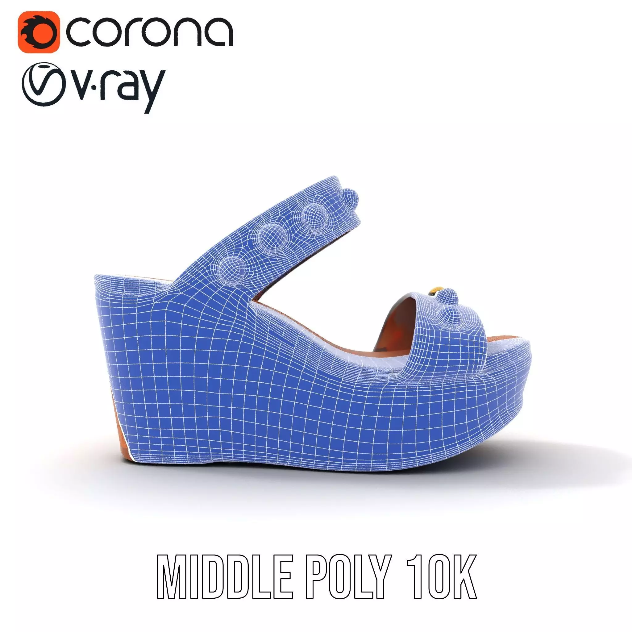 Studded Wedge Sandal model pack Low-poly 3D model_27