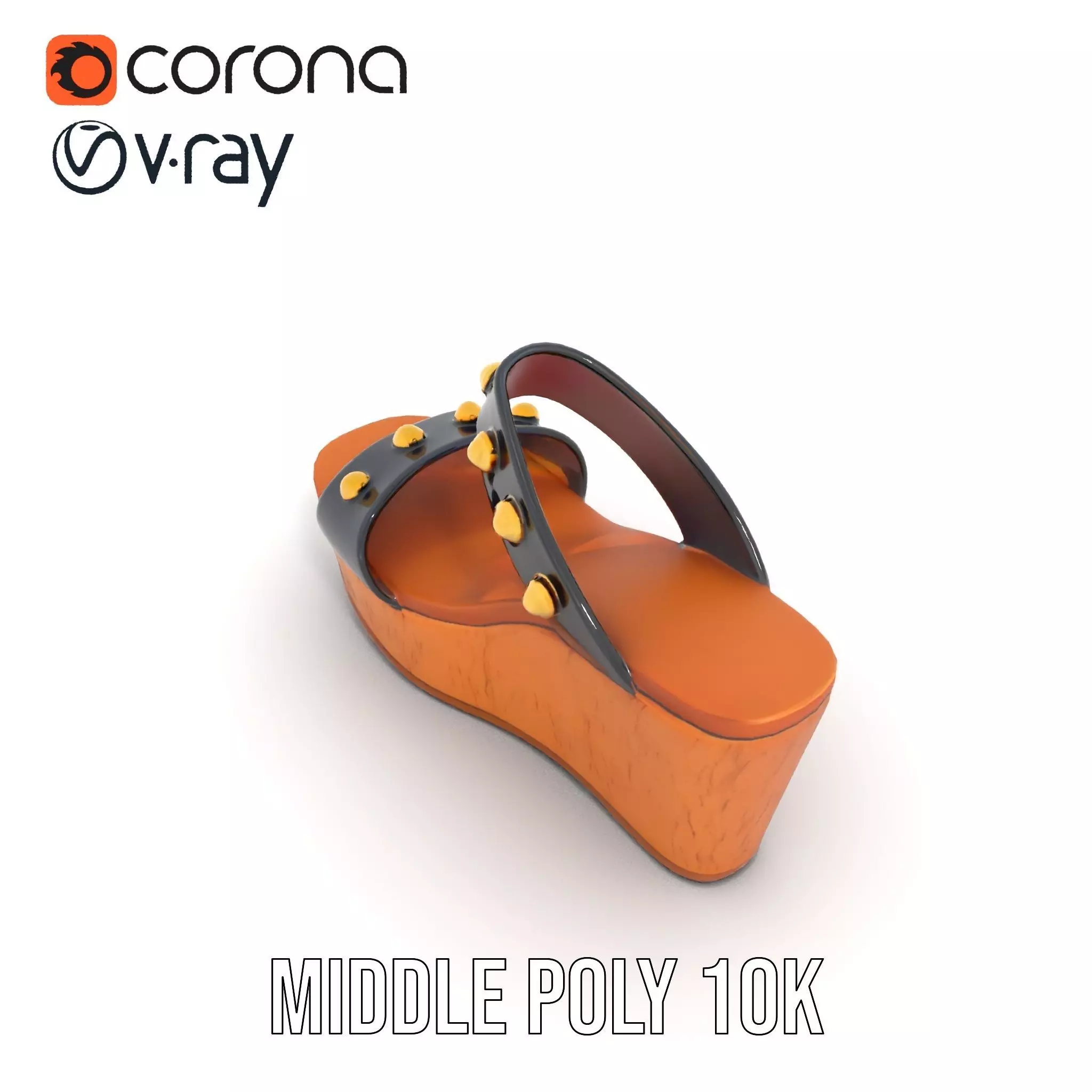 Studded Wedge Sandal model pack Low-poly 3D model_11