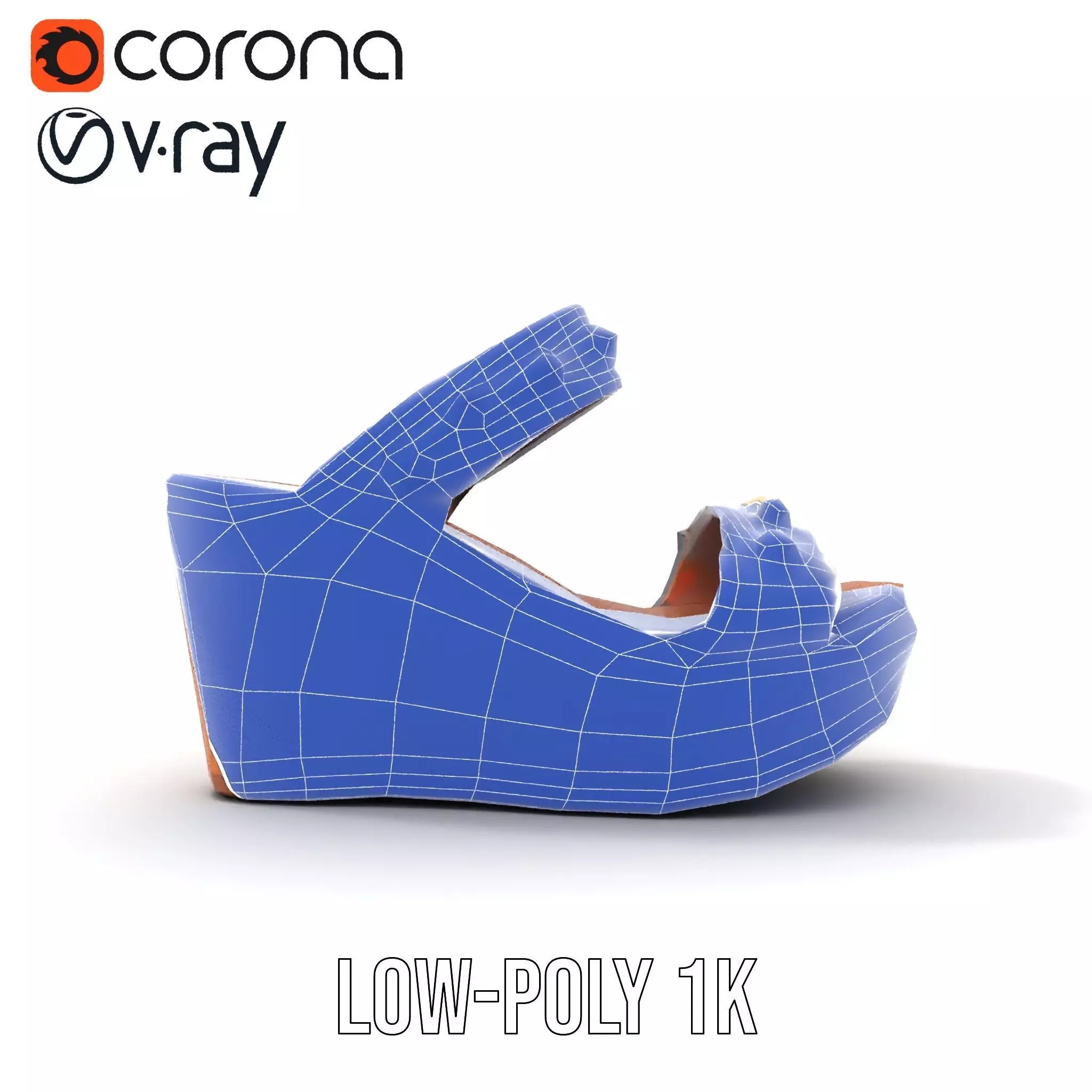 Studded Wedge Sandal model pack Low-poly 3D model_14