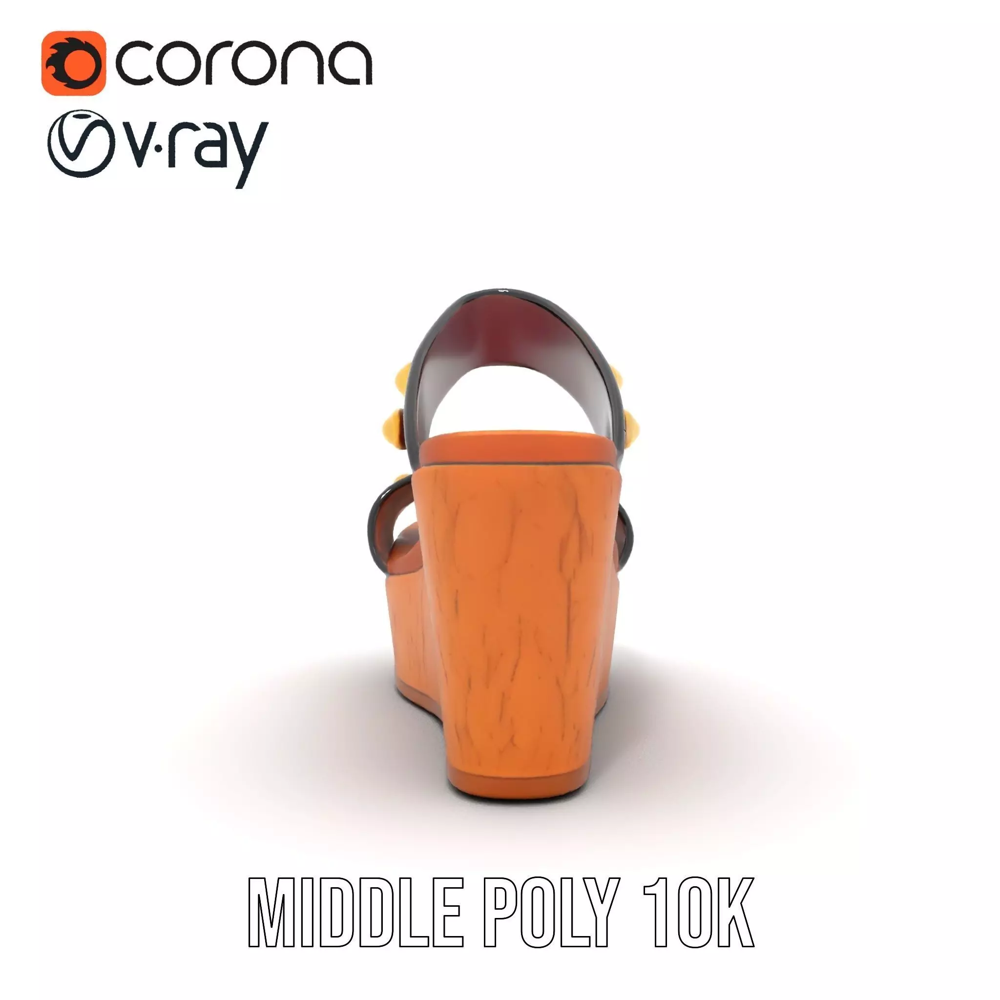 Studded Wedge Sandal model pack Low-poly 3D model_5