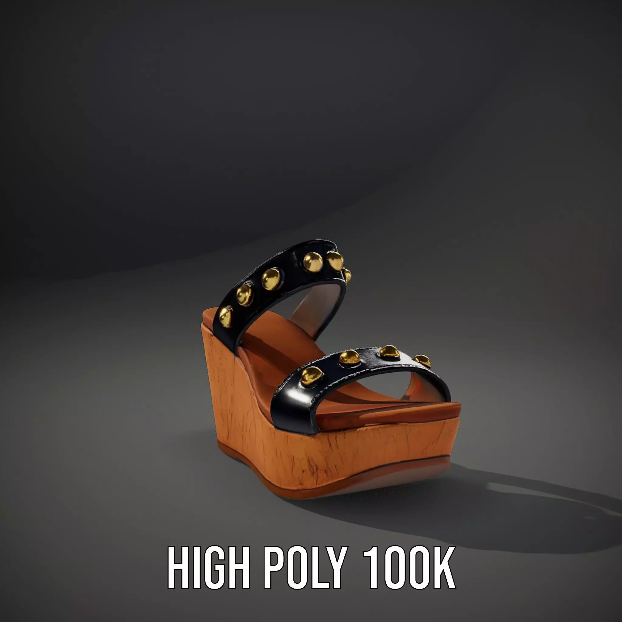 Studded Wedge Sandal model pack Low-poly 3D model_8