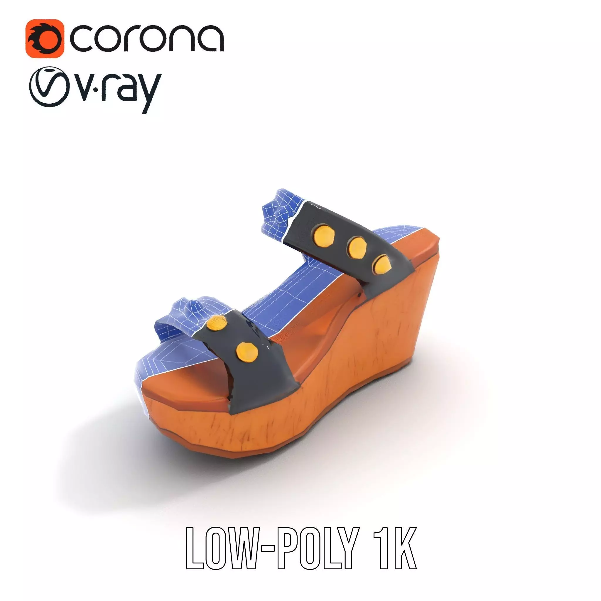 Studded Wedge Sandal model pack Low-poly 3D model_31
