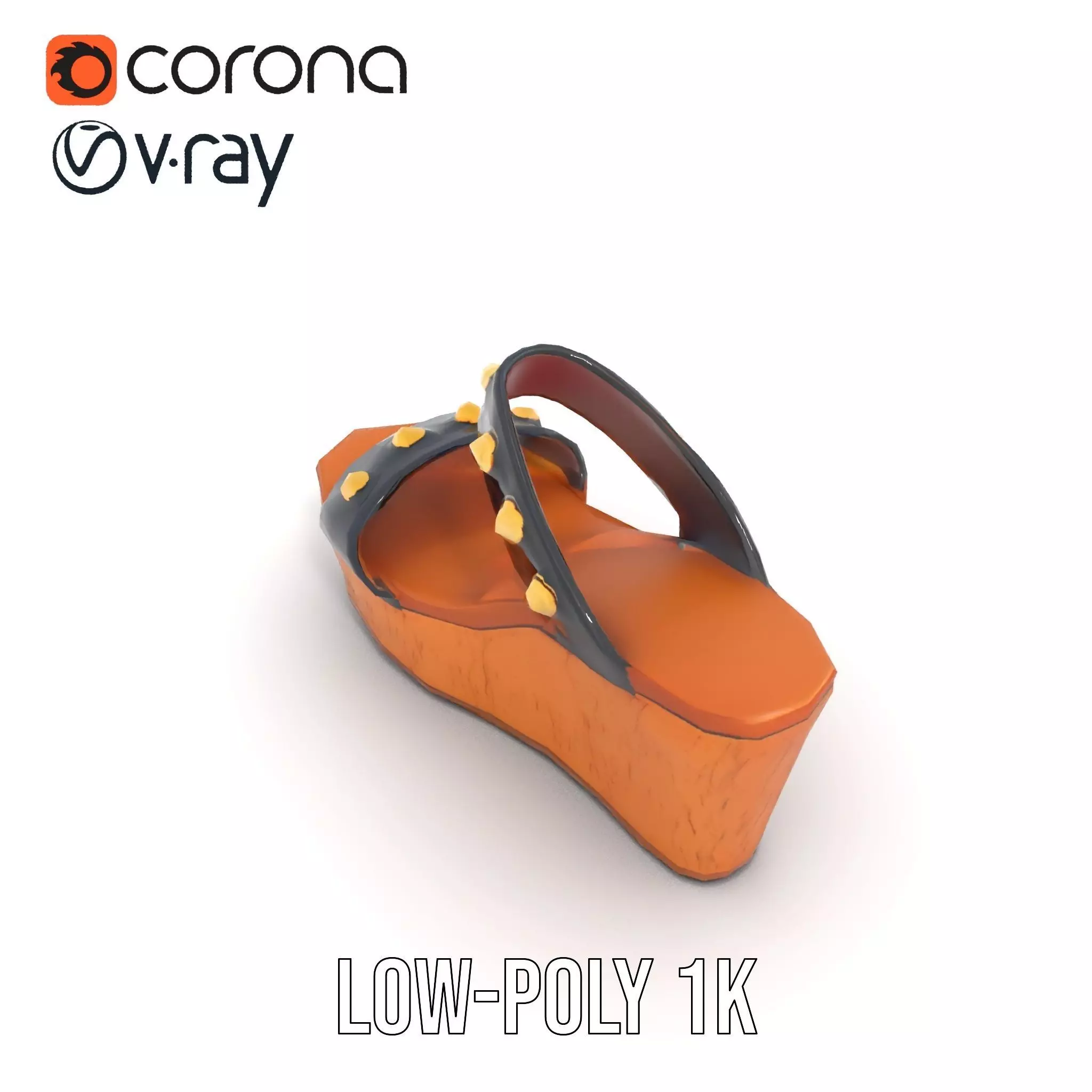 Studded Wedge Sandal model pack Low-poly 3D model_7