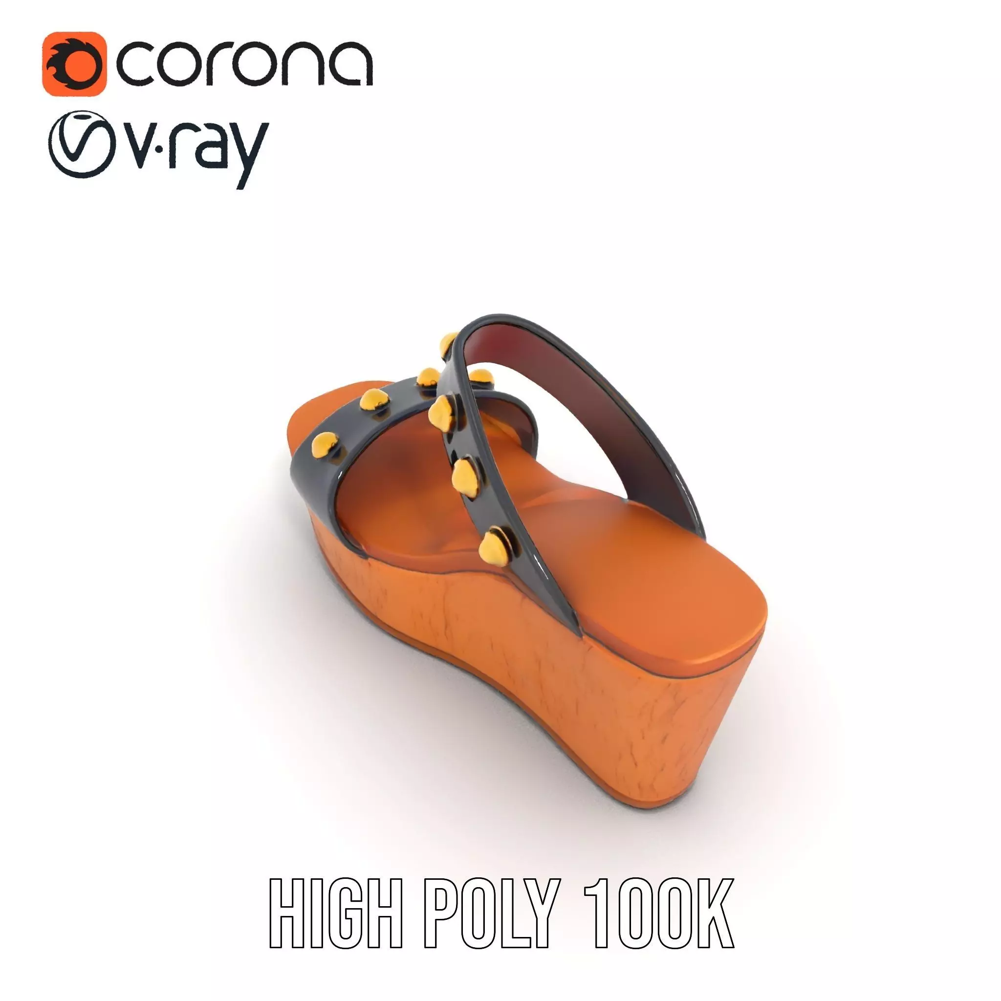 Studded Wedge Sandal model pack Low-poly 3D model_29