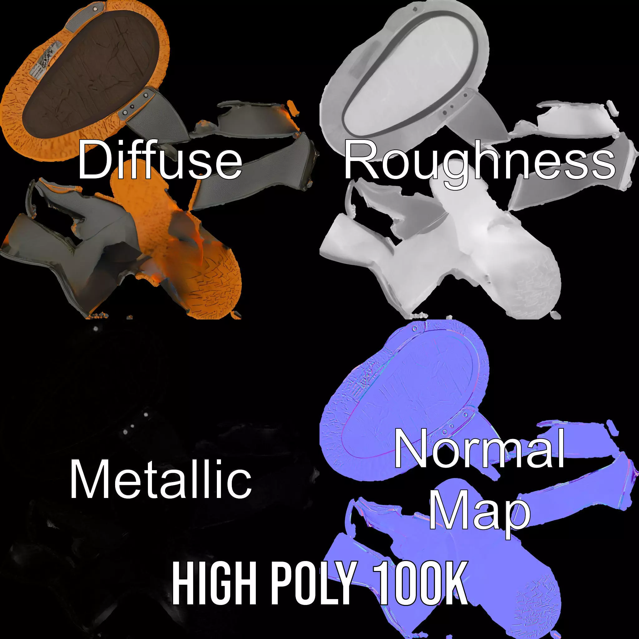 Gray Sandal model pack Low-poly 3D model_3