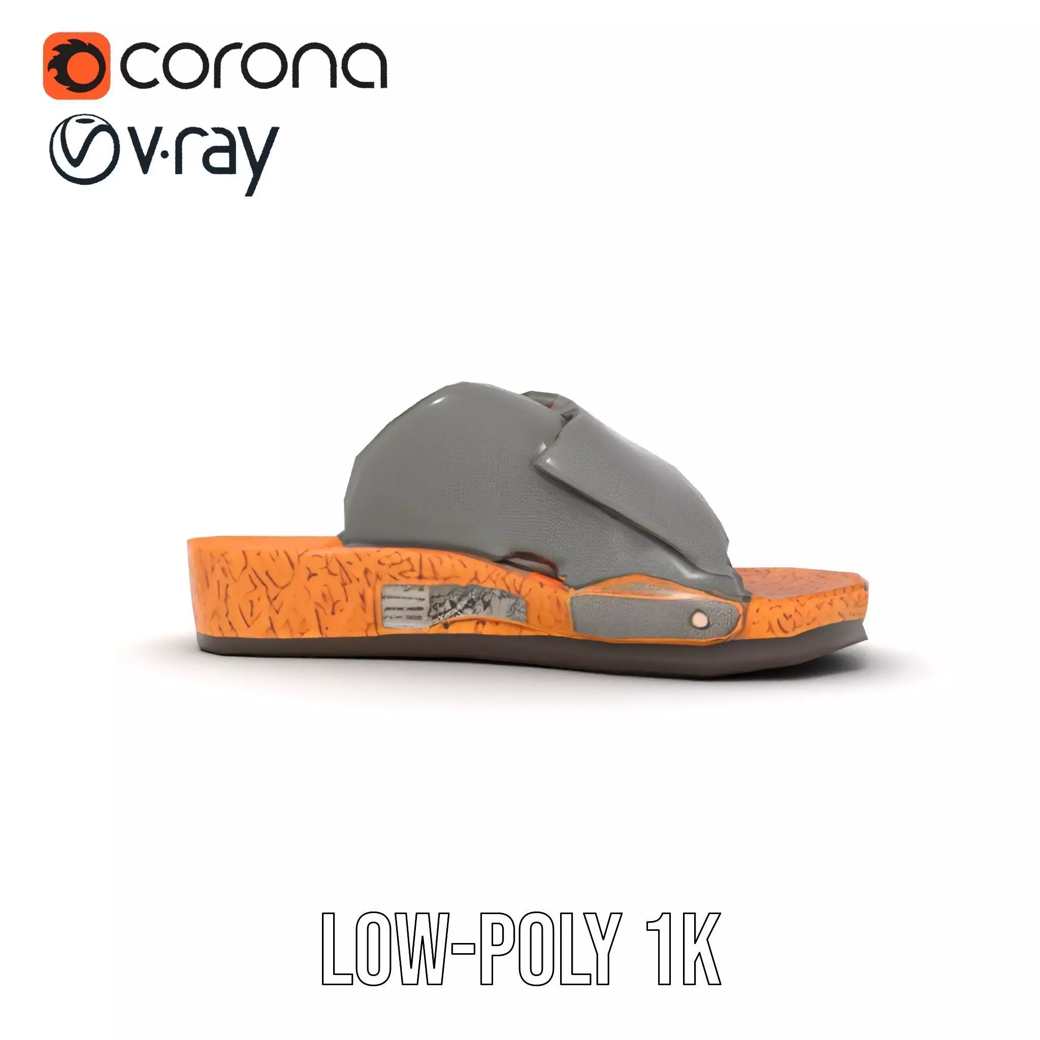 Gray Sandal model pack Low-poly 3D model_25