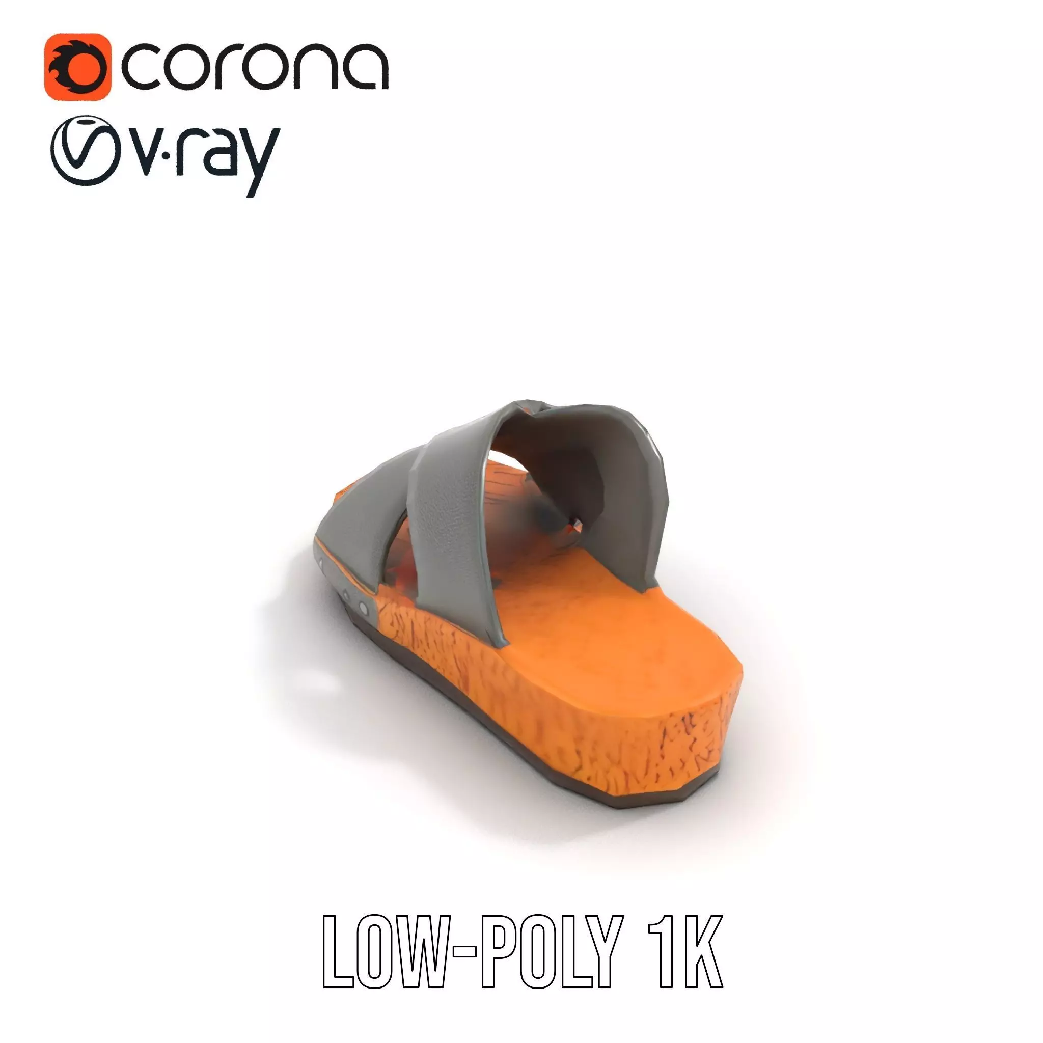 Gray Sandal model pack Low-poly 3D model_7
