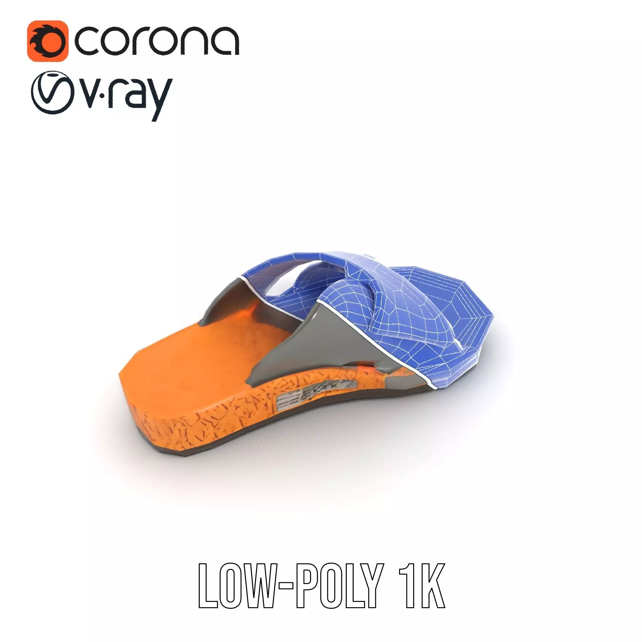 Gray Sandal model pack Low-poly 3D model_9