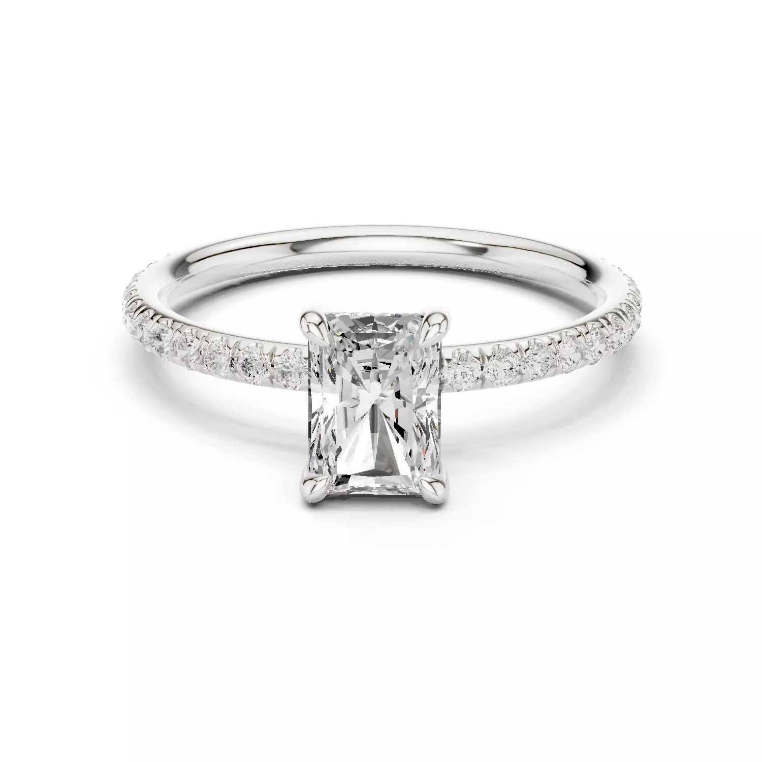 1CT Radiant Cut Dainty Diamond Engagement Ring 3DM STL Video 3D print model_14