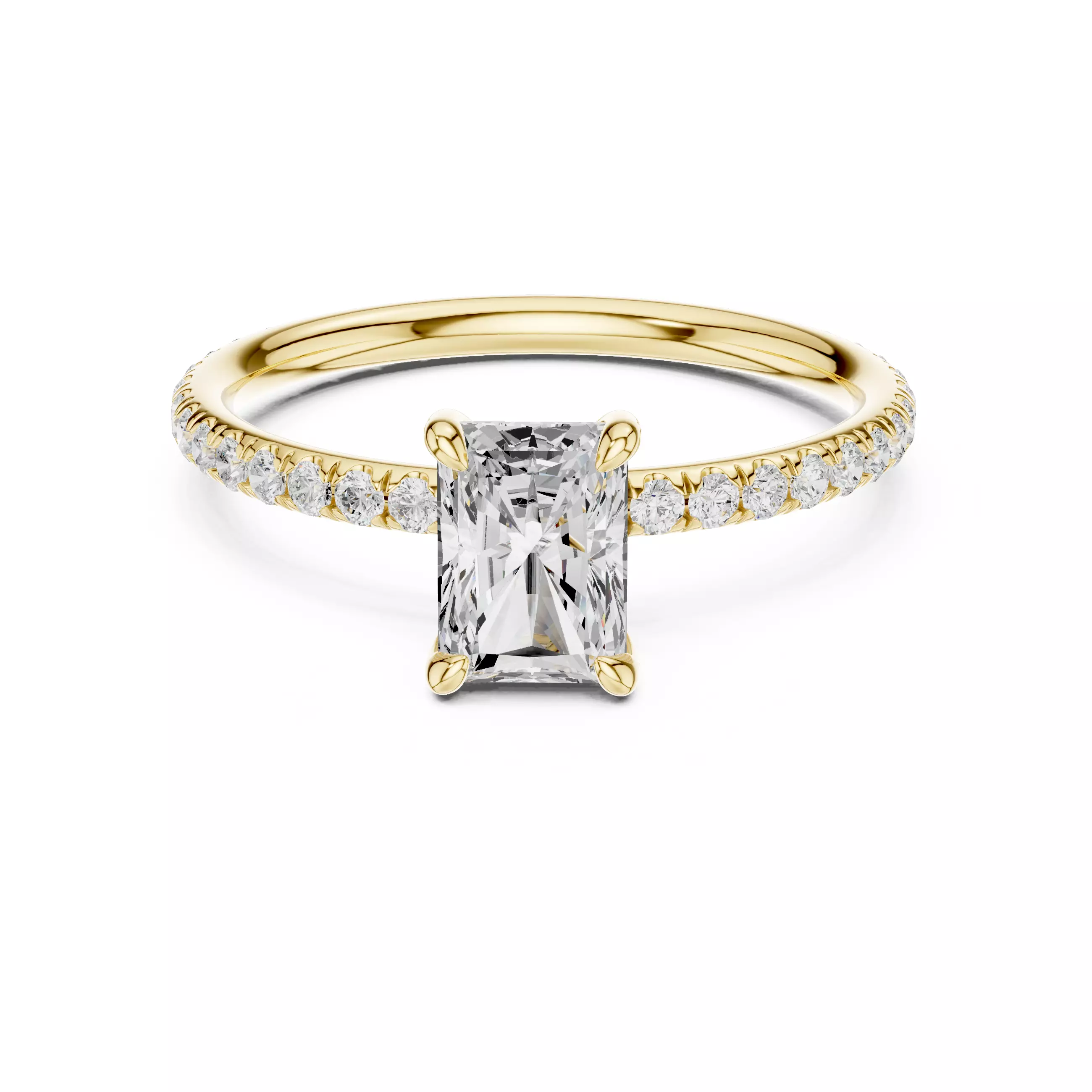 1CT Radiant Cut Dainty Diamond Engagement Ring 3DM STL Video 3D print model_1