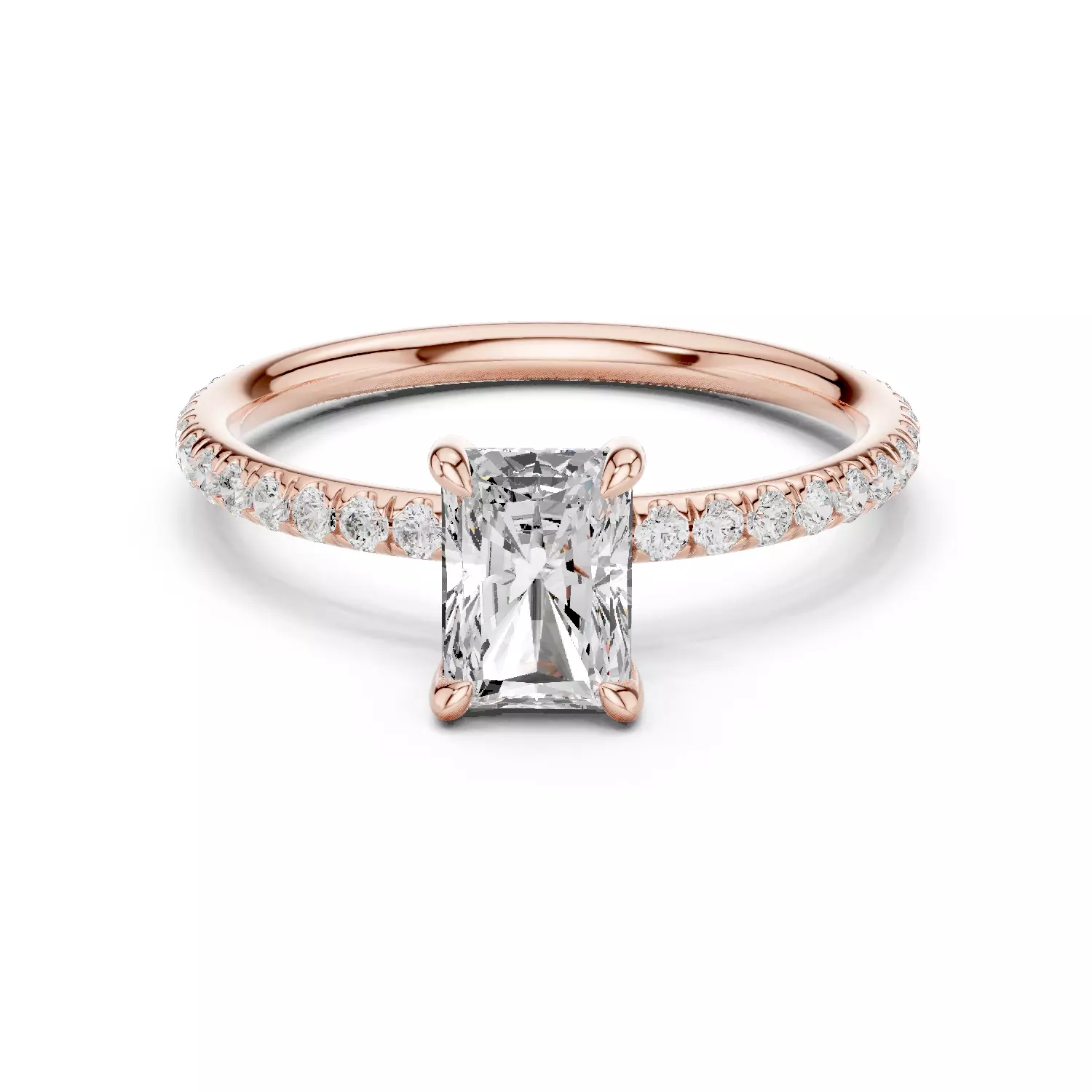 1CT Radiant Cut Dainty Diamond Engagement Ring 3DM STL Video 3D print model_12