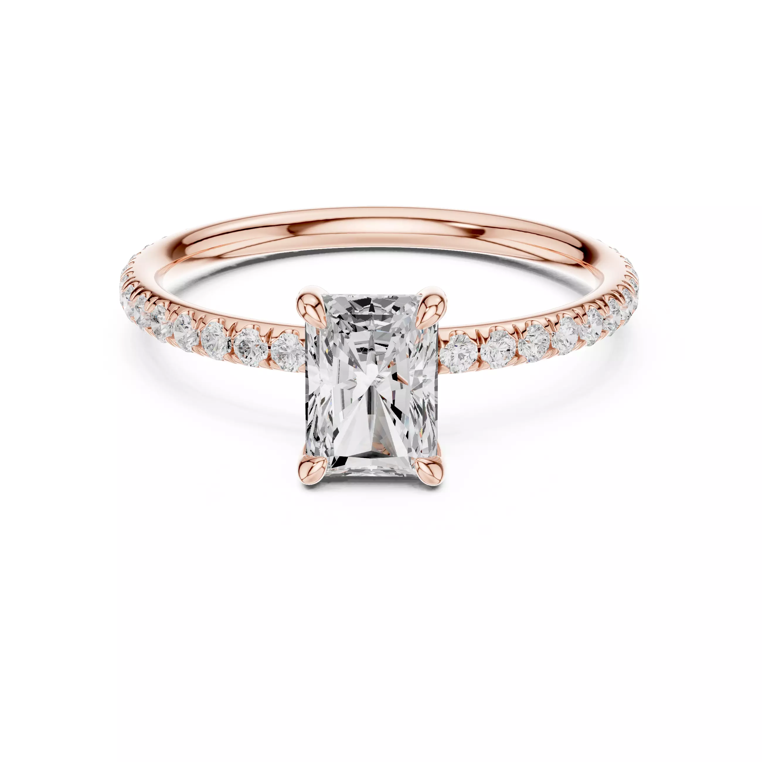 1CT Radiant Cut Dainty Diamond Engagement Ring 3DM STL Video 3D print model_0