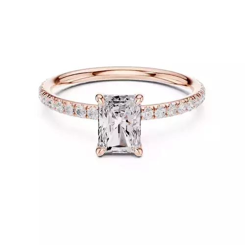 1CT Radiant Cut Dainty Diamond Engagement Ring 3DM STL Video 3D print model