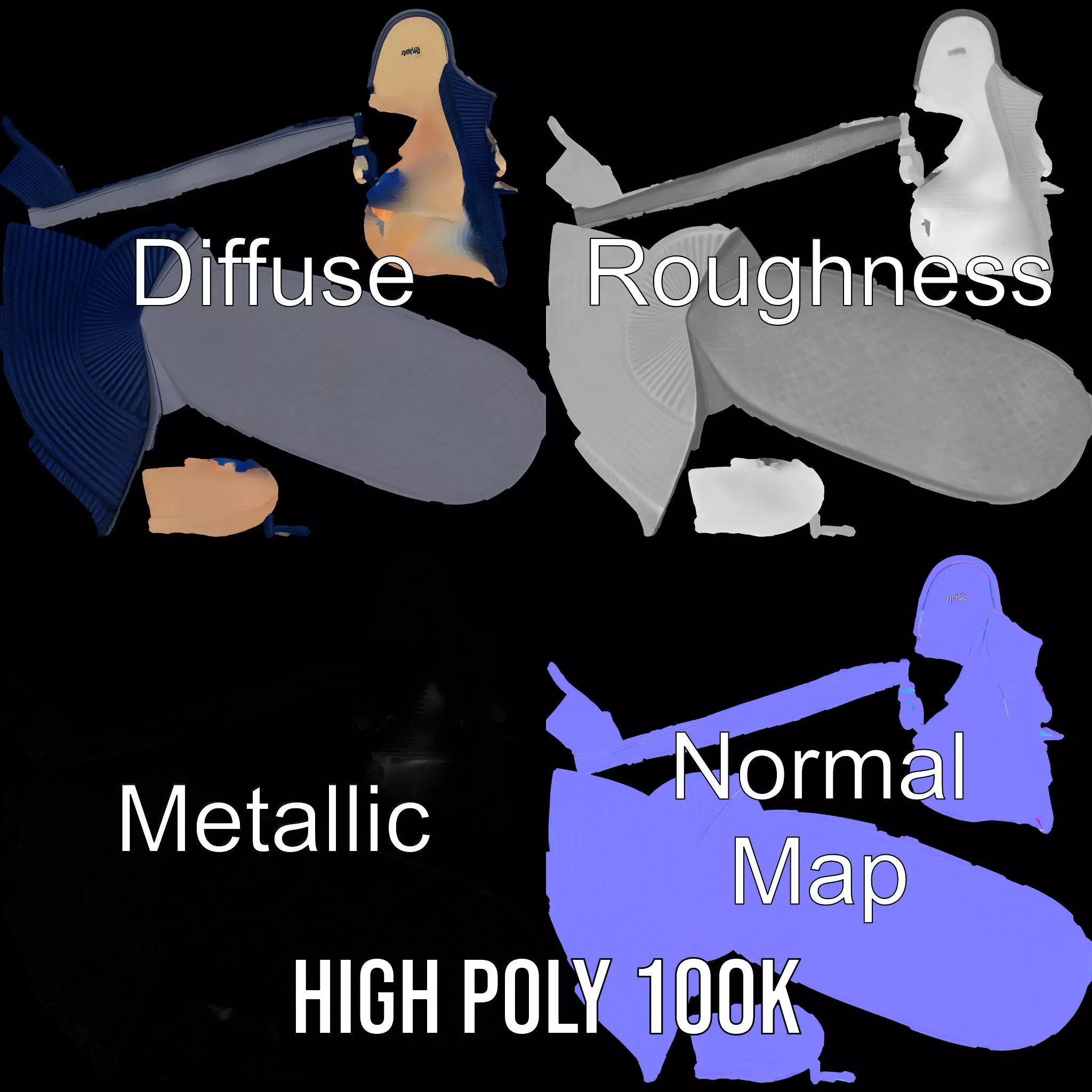 Navy Slipper Comfort model pack Low-poly 3D model_3