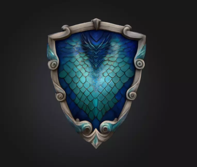 Azure Dragon Shield Low-poly 3D model_4