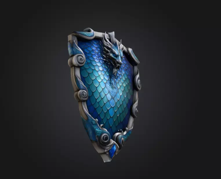 Azure Dragon Shield Low-poly 3D model_13