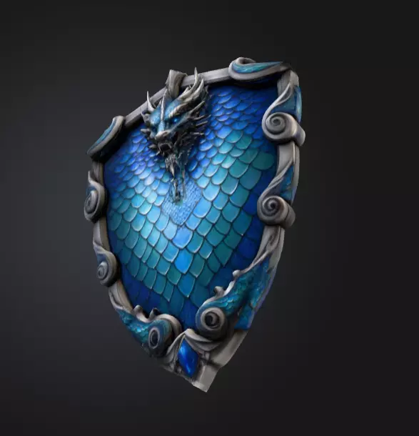 Azure Dragon Shield Low-poly 3D model_12