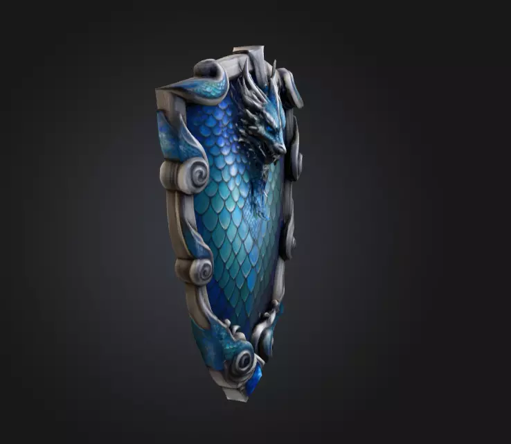 Azure Dragon Shield Low-poly 3D model_6