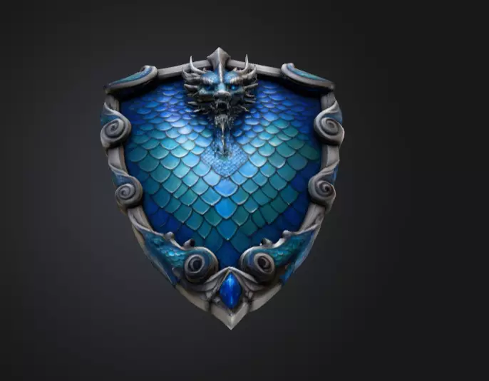 Azure Dragon Shield Low-poly 3D model_11