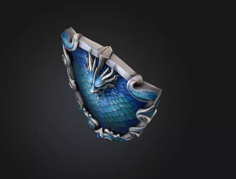 Azure Dragon Shield Low-poly 3D model_8