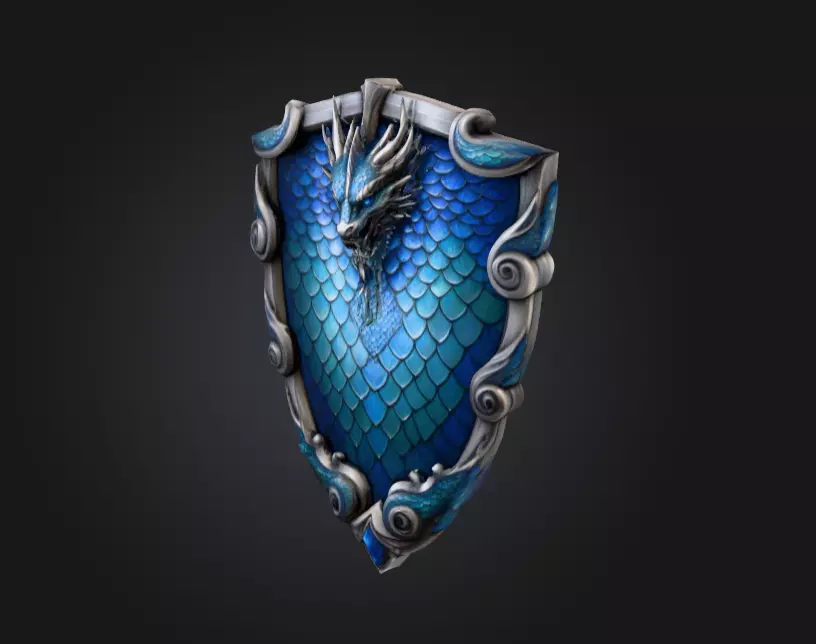 Azure Dragon Shield Low-poly 3D model_1