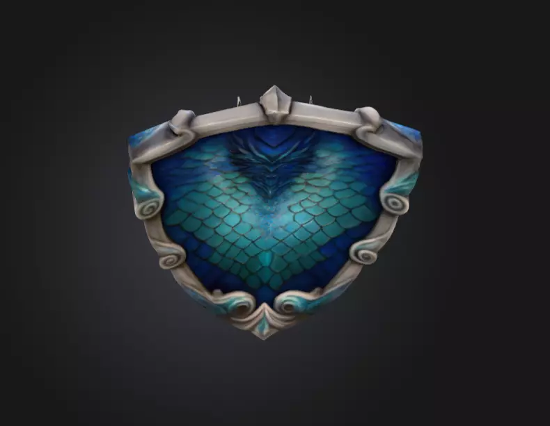 Azure Dragon Shield Low-poly 3D model_10