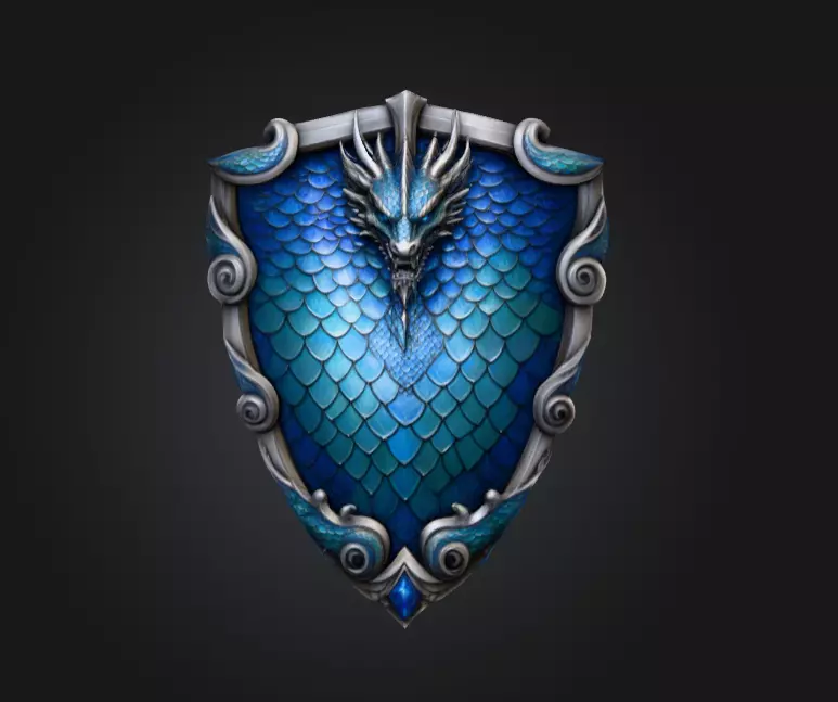Azure Dragon Shield Low-poly 3D model_0