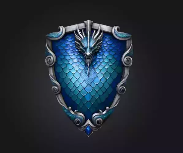 Azure Dragon Shield Low-poly 3D model