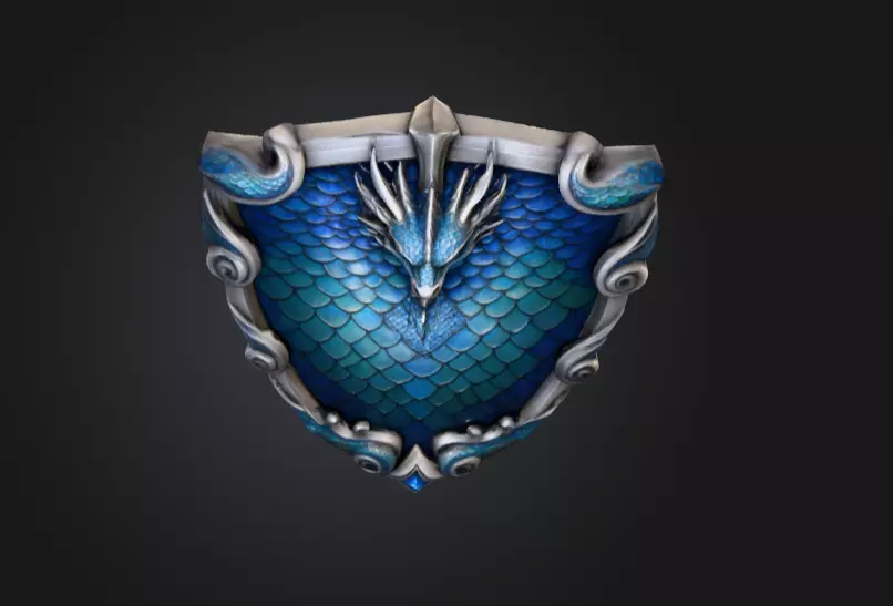 Azure Dragon Shield Low-poly 3D model_7
