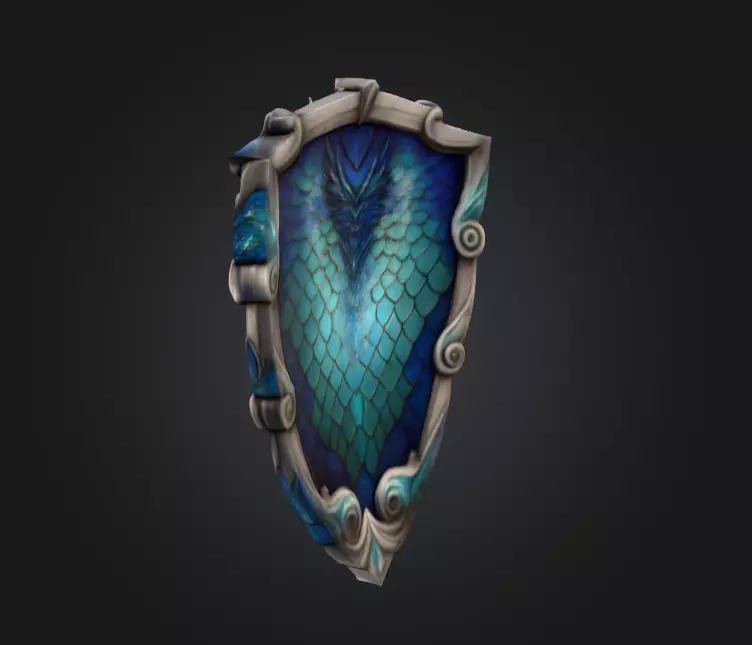 Azure Dragon Shield Low-poly 3D model_3
