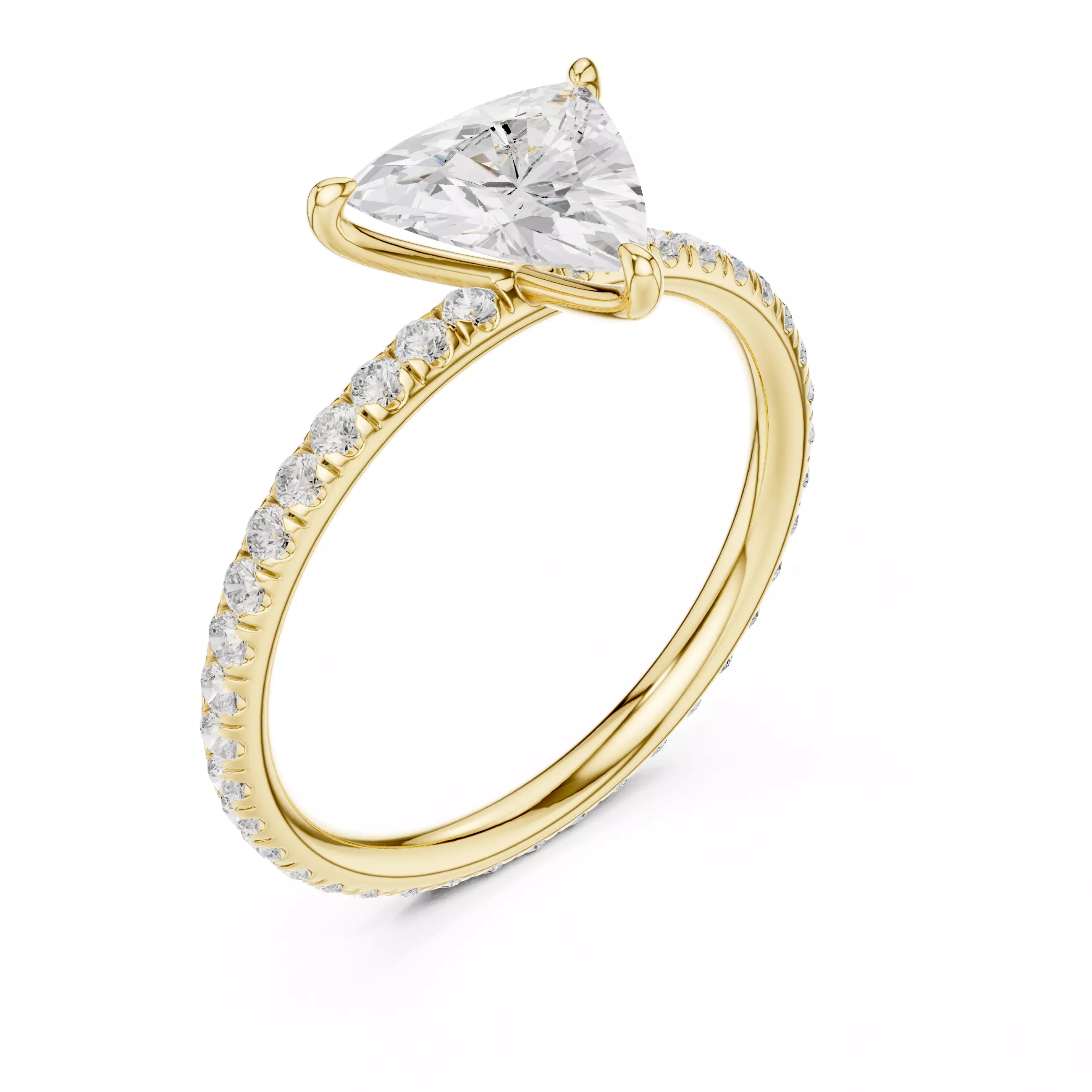 1CT Trillion Cut Diamond Engagement Wedding Ring 3DM STL Video 3D print model_7