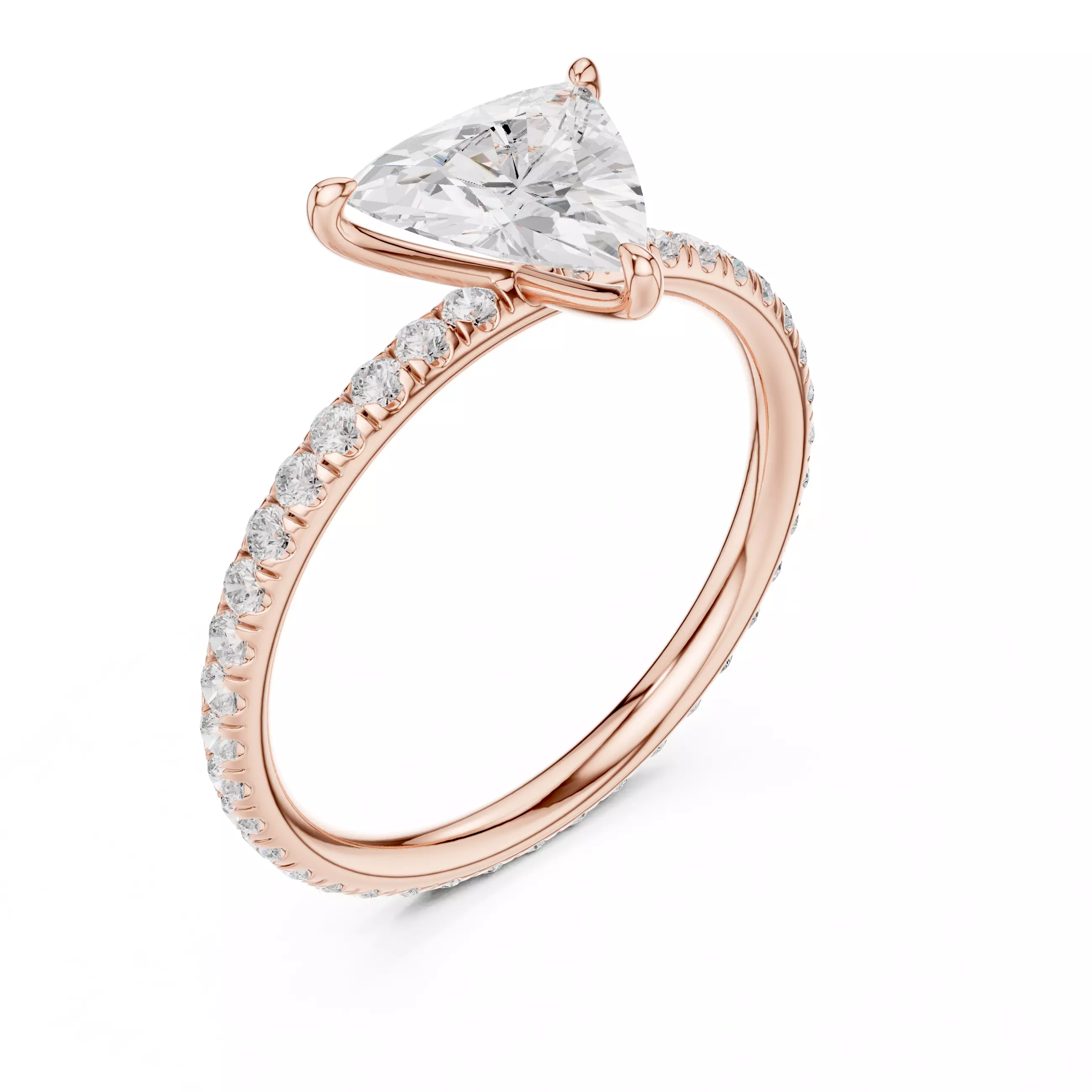 1CT Trillion Cut Diamond Engagement Wedding Ring 3DM STL Video 3D print model_4