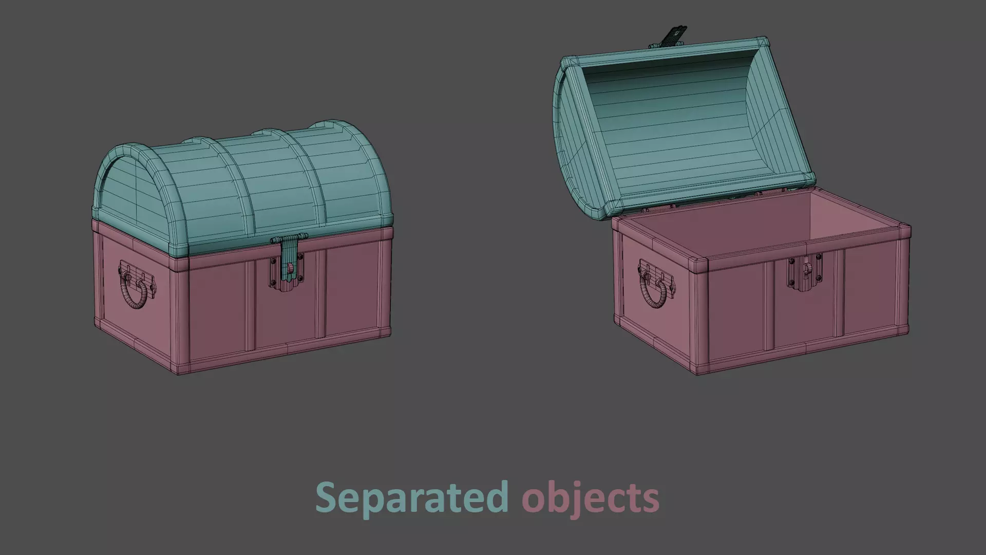 Pirate treasure chest Low-poly 3D model_15