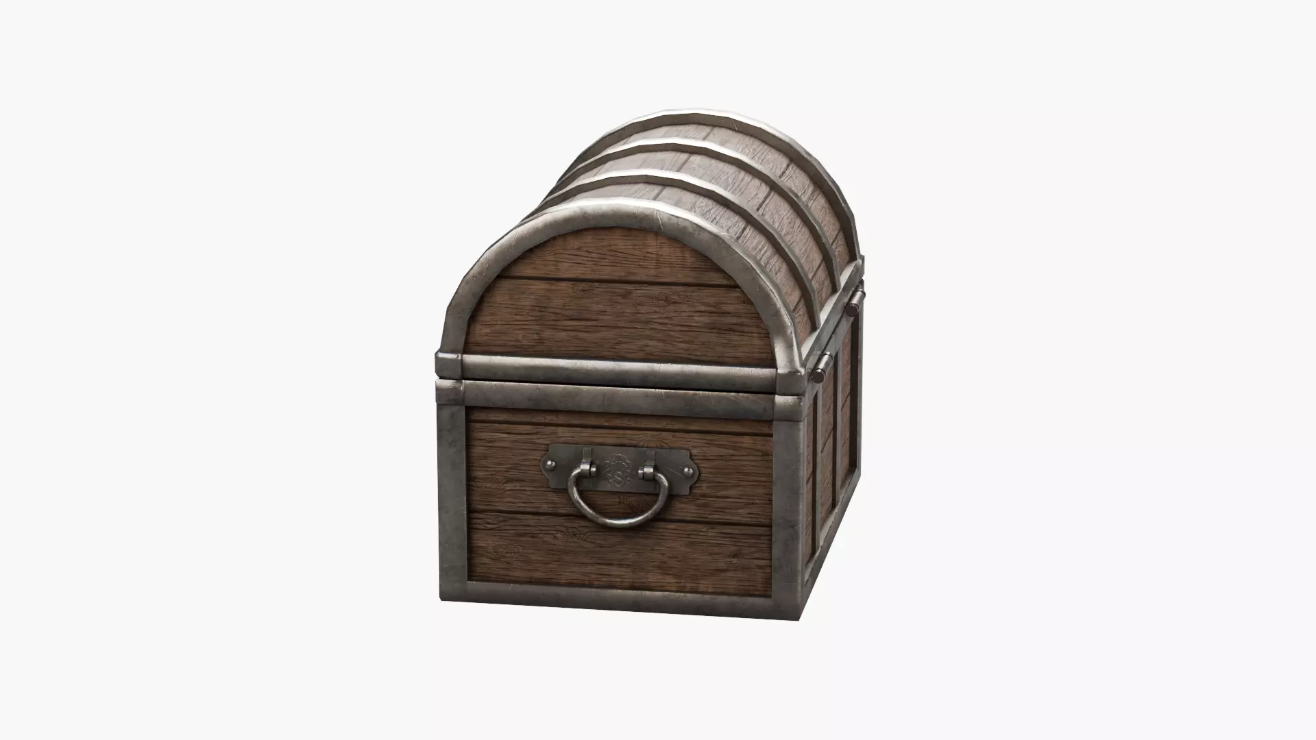 Pirate treasure chest Low-poly 3D model_3