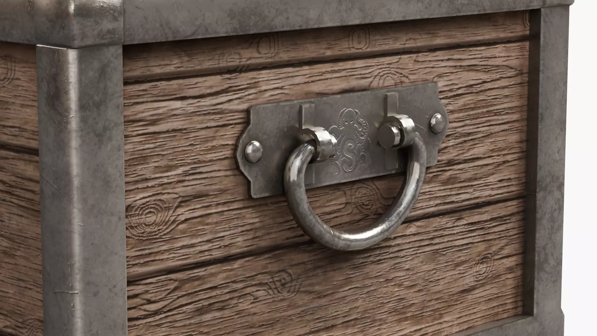 Pirate treasure chest Low-poly 3D model_4