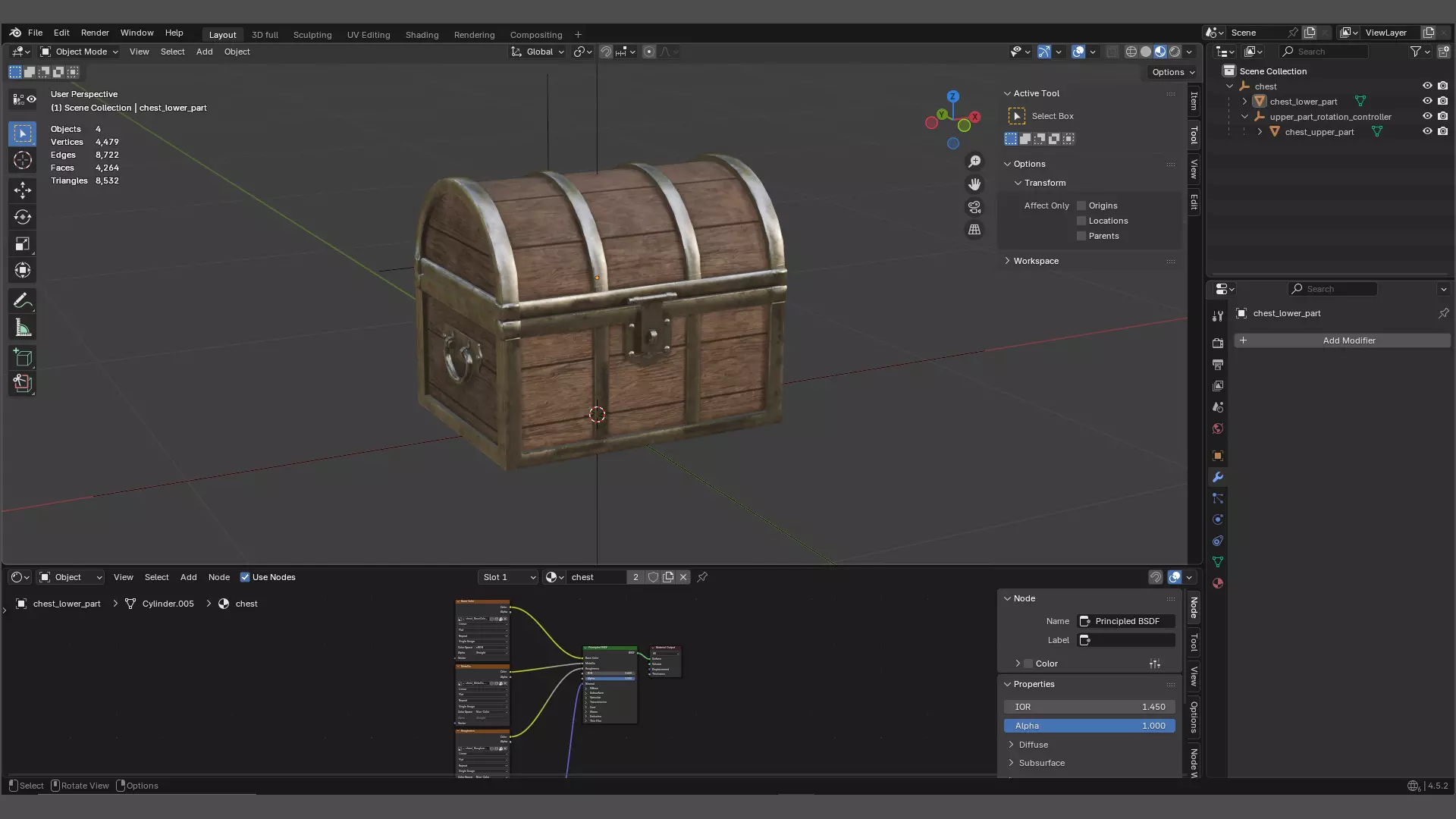 Pirate treasure chest Low-poly 3D model_17