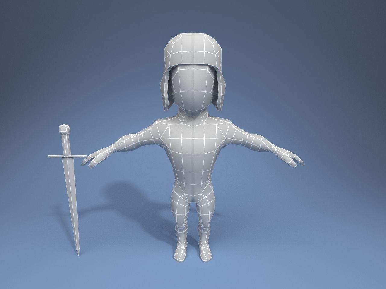 Medieval character volunteer soldier 1 Low-poly 3D model_8