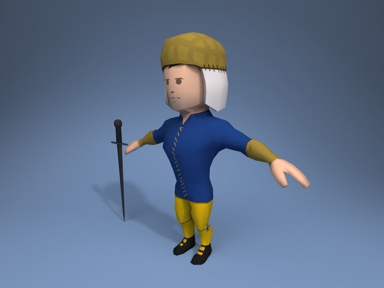 Medieval character volunteer soldier 1 Low-poly 3D model_2