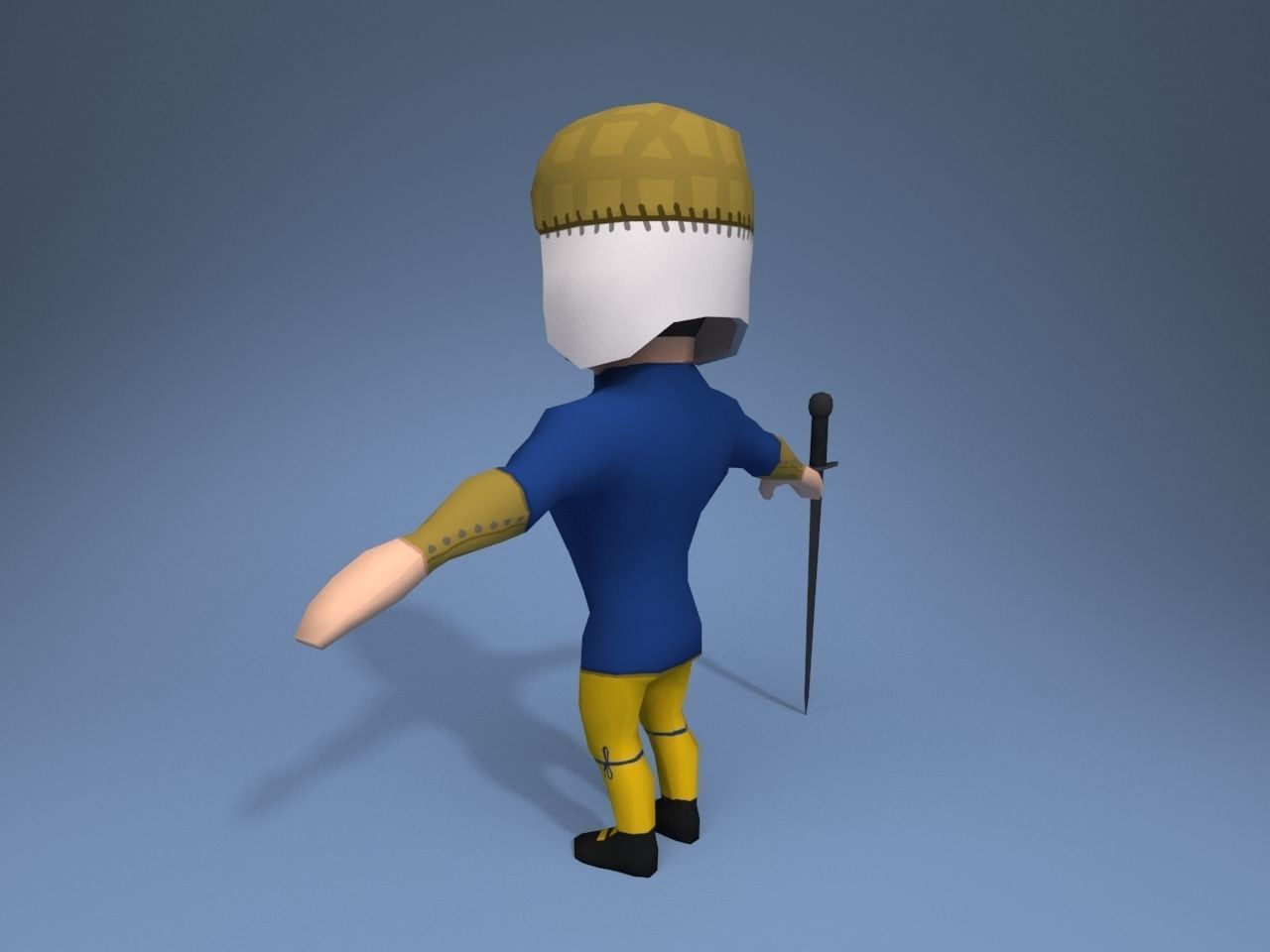 Medieval character volunteer soldier 1 Low-poly 3D model_4