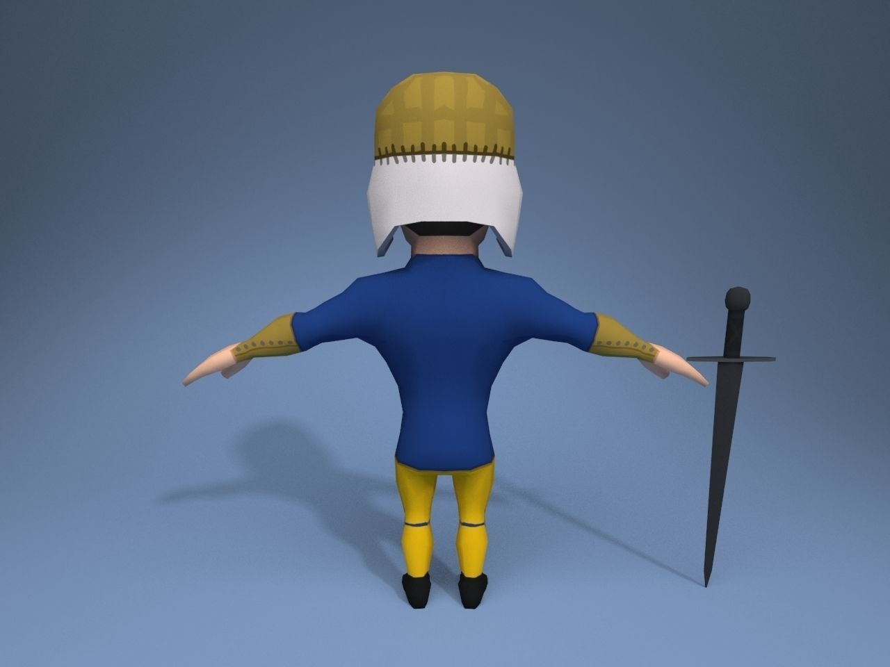 Medieval character volunteer soldier 1 Low-poly 3D model_5