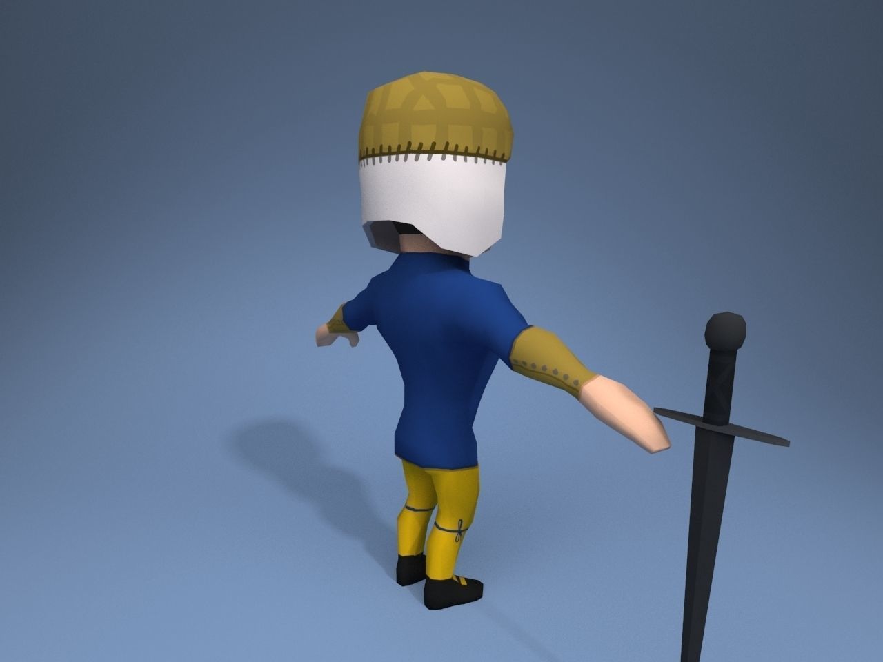 Medieval character volunteer soldier 1 Low-poly 3D model_6