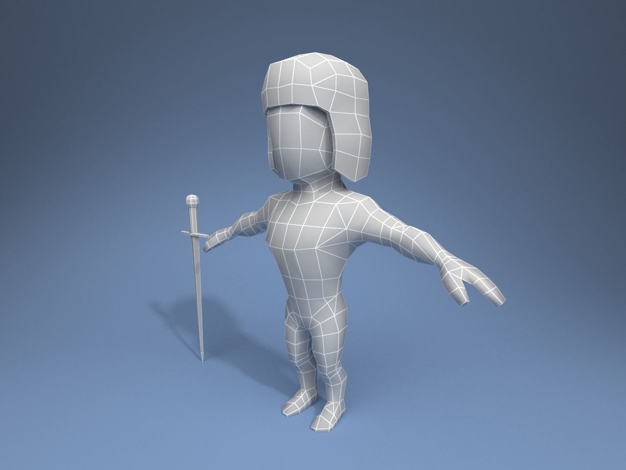 Medieval character volunteer soldier 1 Low-poly 3D model_9