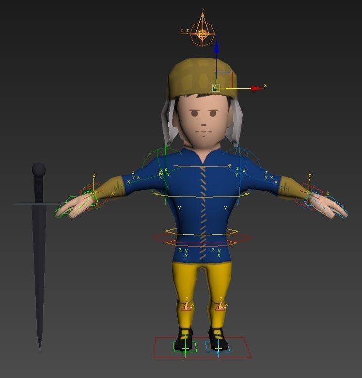 Medieval character volunteer soldier 1 Low-poly 3D model_15