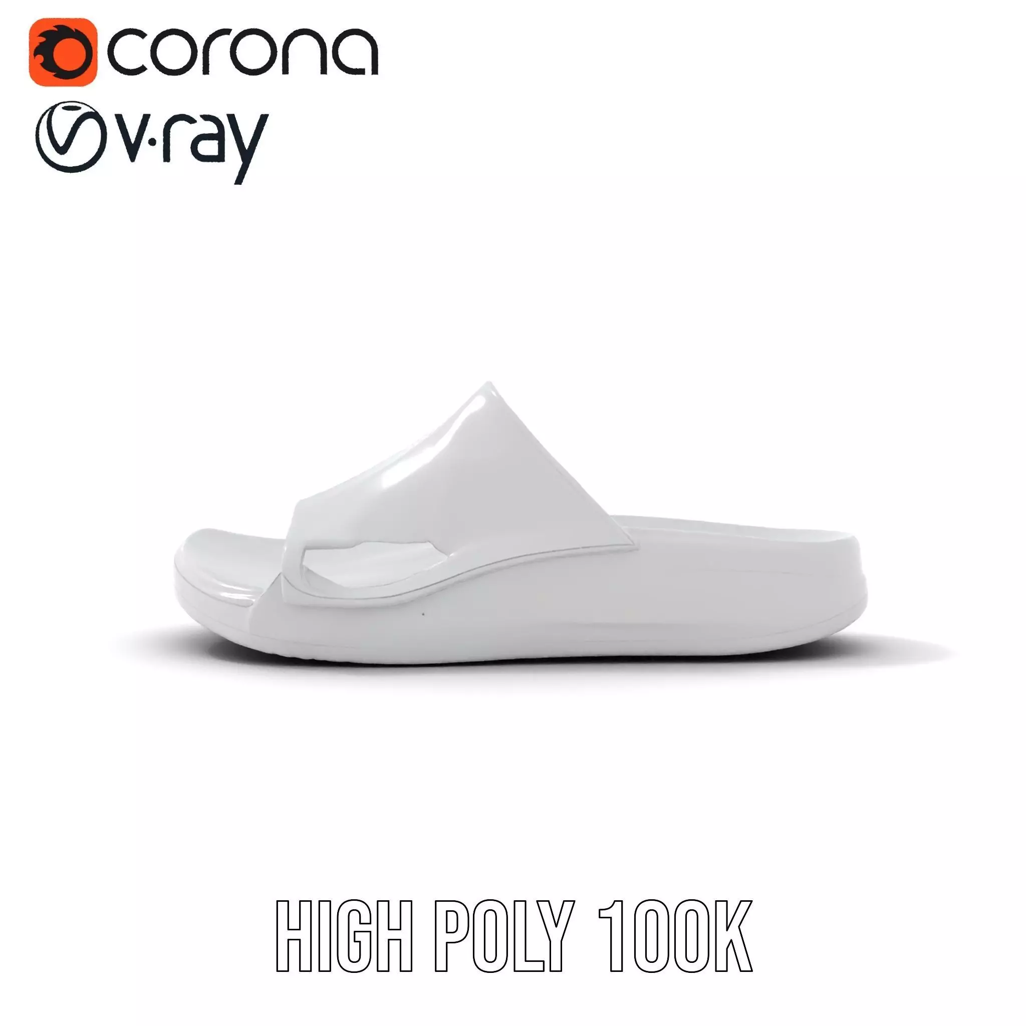 White Casual Slide Sandal model pack Low-poly 3D model_20