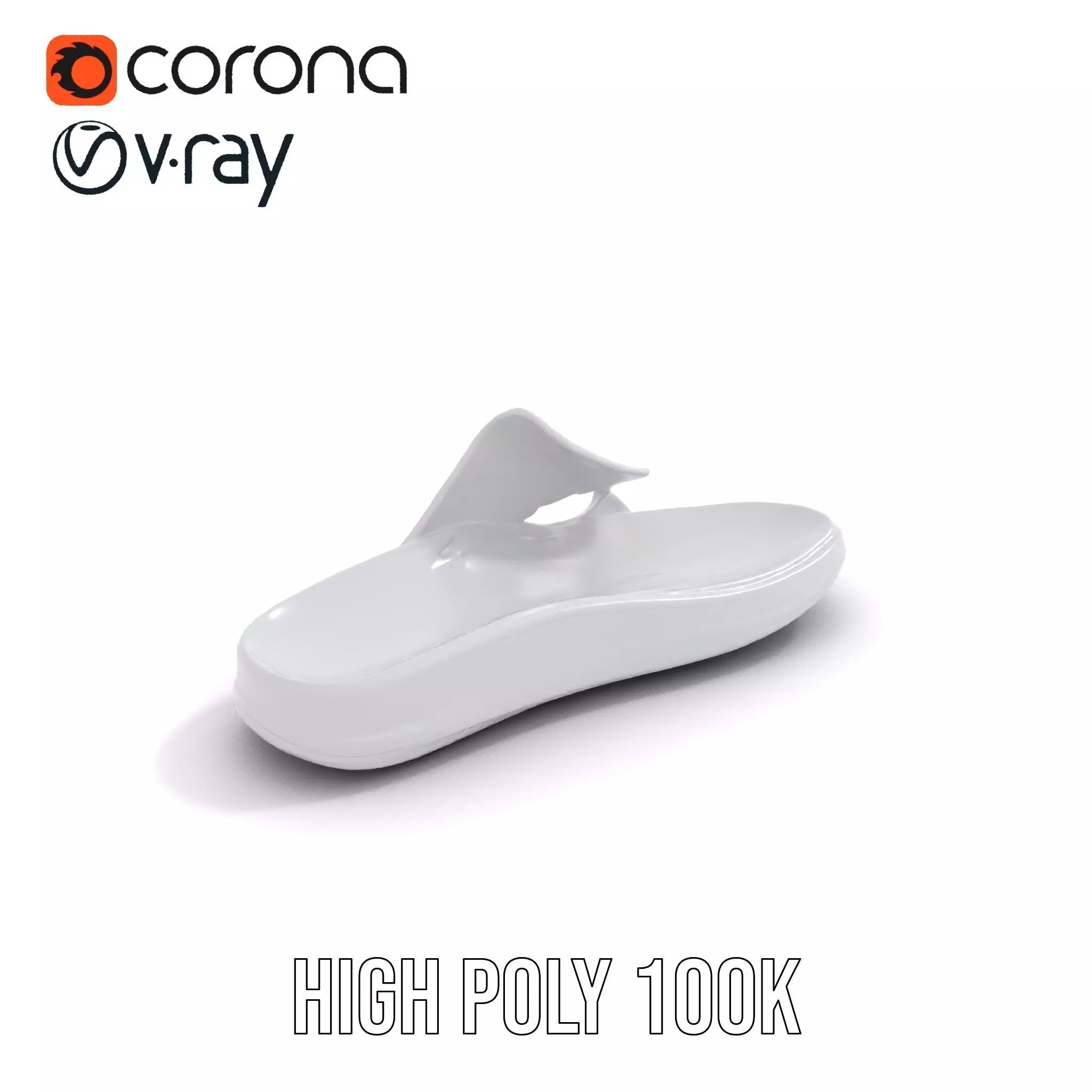 White Casual Slide Sandal model pack Low-poly 3D model_15