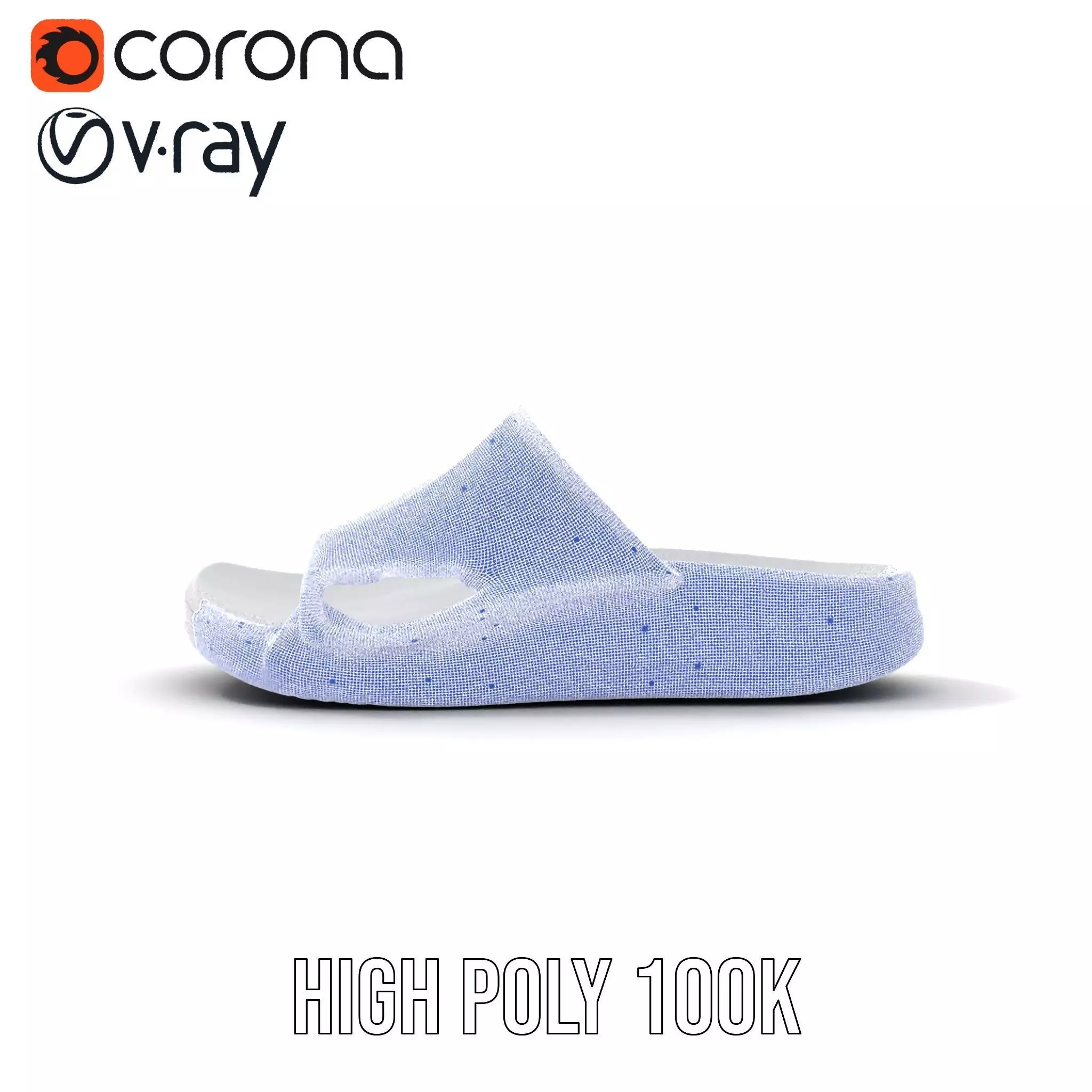 White Casual Slide Sandal model pack Low-poly 3D model_33