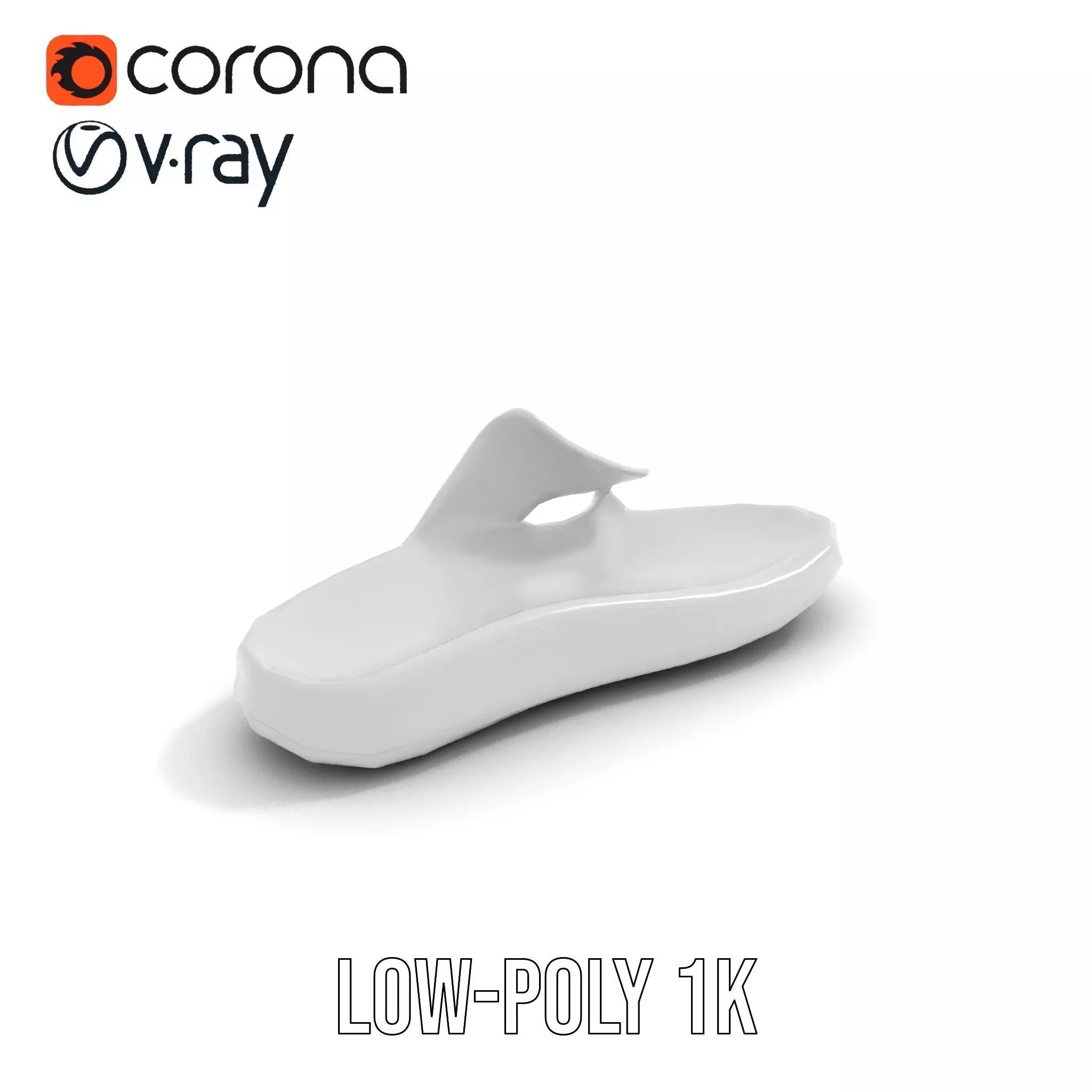 White Casual Slide Sandal model pack Low-poly 3D model_14