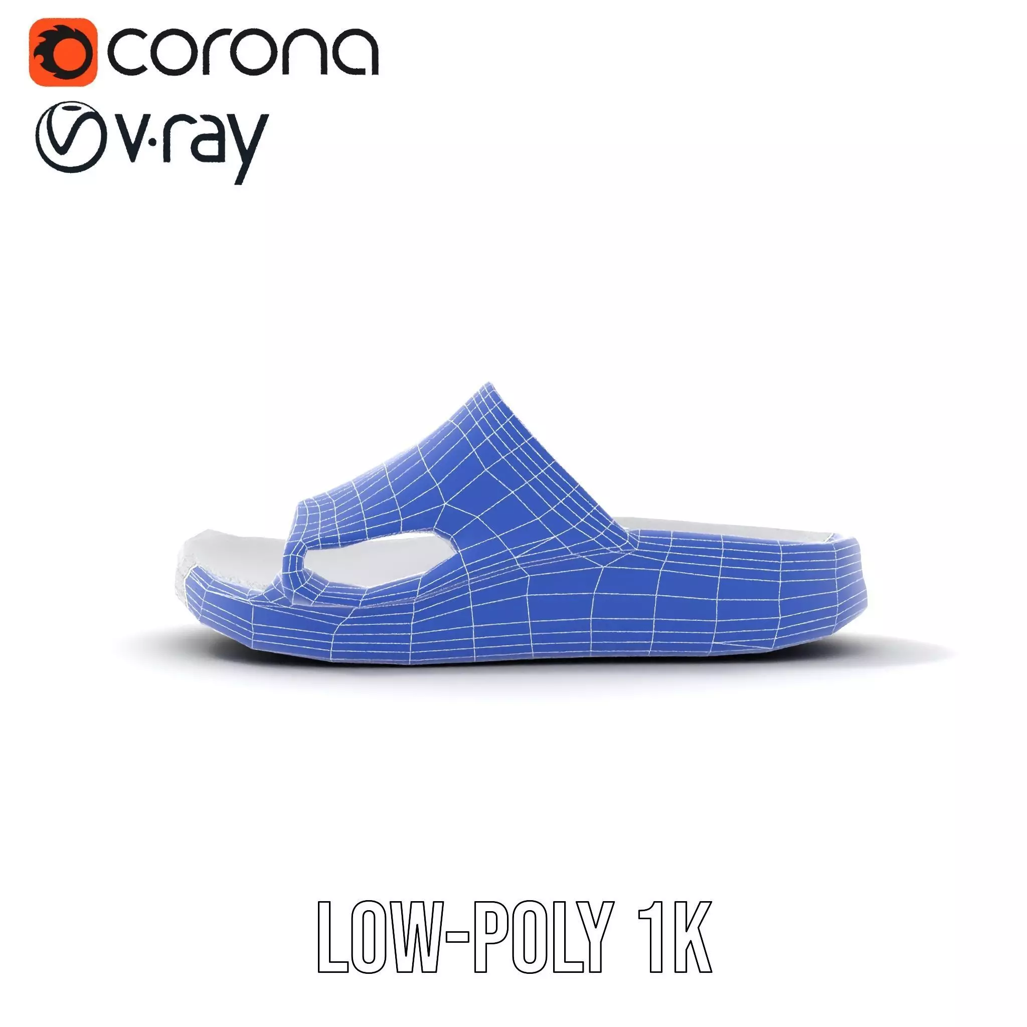 White Casual Slide Sandal model pack Low-poly 3D model_31