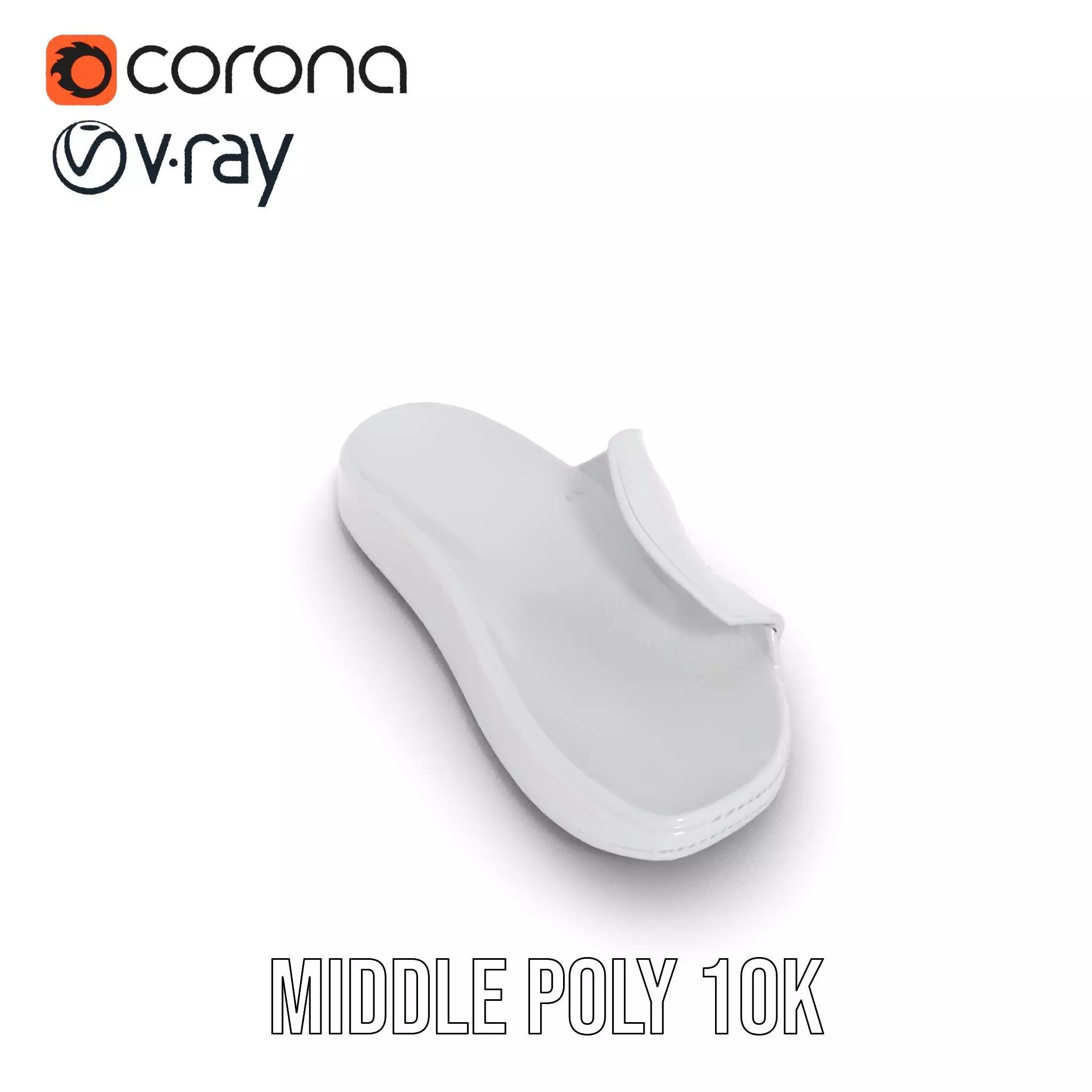 White Casual Slide Sandal model pack Low-poly 3D model_11